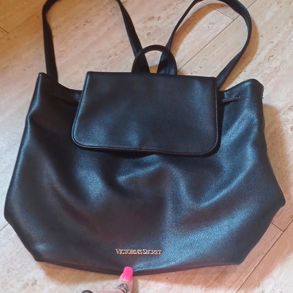 Victoria's Secret Handbags - Victoria's Secret Black Drawstring Backpack